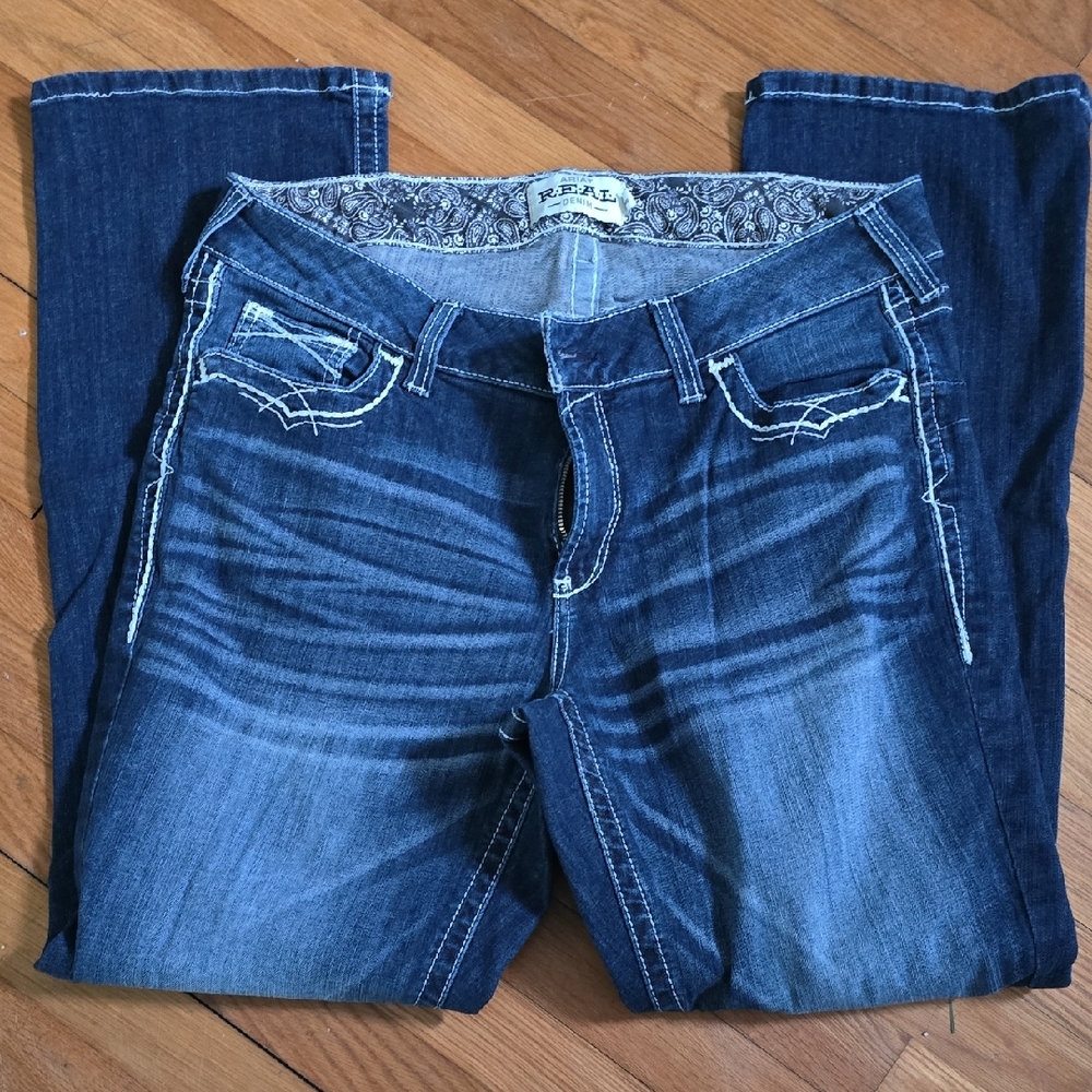 Ariat Women's Indigo Bootcut Jeans with White Stitching